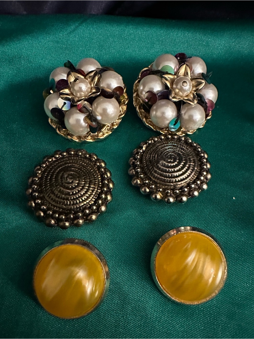 3 sets of clip on earrings